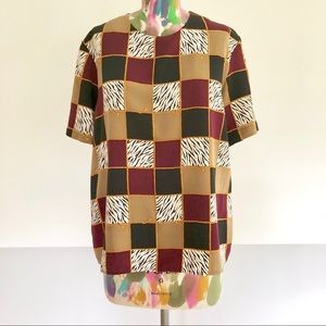 🦓 VINTAGE 80s Zebra Checker Top